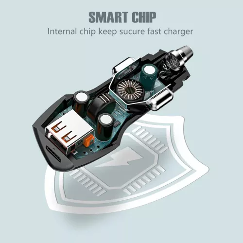 Incarcator auto Veger SpeedBoost 38W, Fast Charger, dual port USB-C (PD) + USB, negru