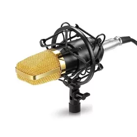   Microfon profesional Andowl Q-Mic3 pentru karaoke, vlogging, podcast, negru/auriu