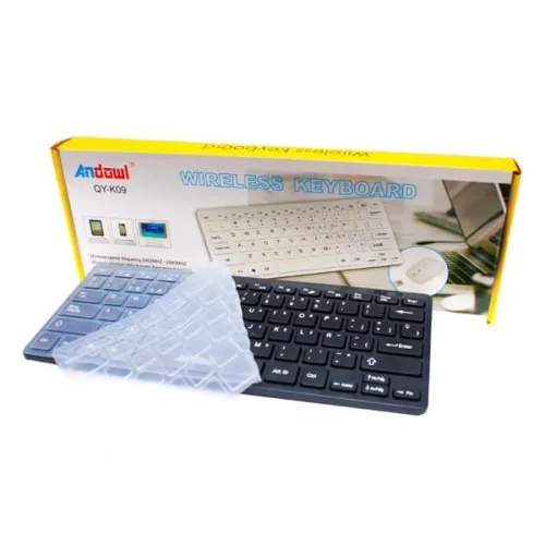 Set mouse si tastatura wireless Andowl QY-K09, nano receptor USB, alb
