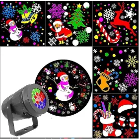   Proiector LED RD-C187, interior/exterior, motive Craciun, alimentare USB, negru