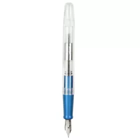   Stilou CNX 100, alimentare pompita, corp plastic transparent, clips metalic argintiu, albastru
