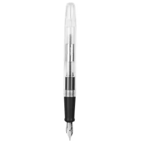   Stilou CNX 100, alimentare pompita, corp plastic transparent, clips metalic argintiu, negru