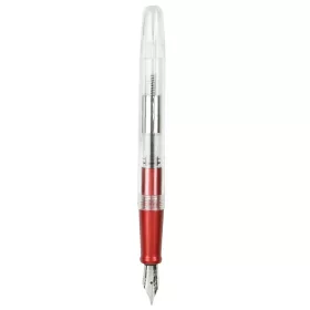   Stilou CNX 100, alimentare pompita, corp plastic transparent, clips metalic argintiu, rosu
