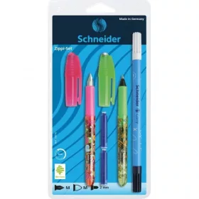   Set Stilou + Roller + Corector Schneider Zippi 4137 RV, penita iridium M, alimentare rezerve, blister (+2 rezerve)
