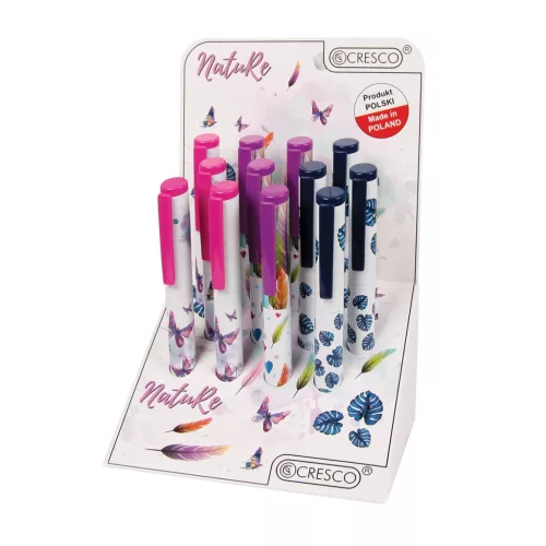 Stilou Cresco GoPen 202000-C, penita iridium, alimentare rezerve, corp plastic, model fluturasi