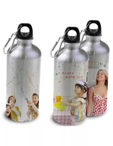 Bidon sport metalic, personalizat cu poza ta, arginitiu, 500 ml