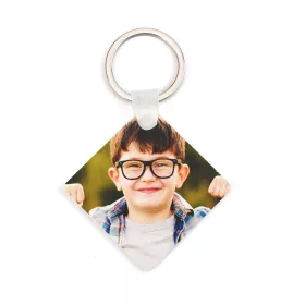   Breloc din plastic, personalizat cu poza ta, inel de sustinere metalic, 4.5 x 4.5 cm