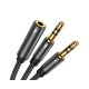 Splitter cablu audio Joyroom SY-A05, 2 x Jack 3.5mm (M) la Jack 3.5mm (F),  20 cm, negru