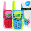 Set 2 Walkie Talkie pentru copii, T-388, ecran LCD, 6 km, 22 canale, albastru/roz 