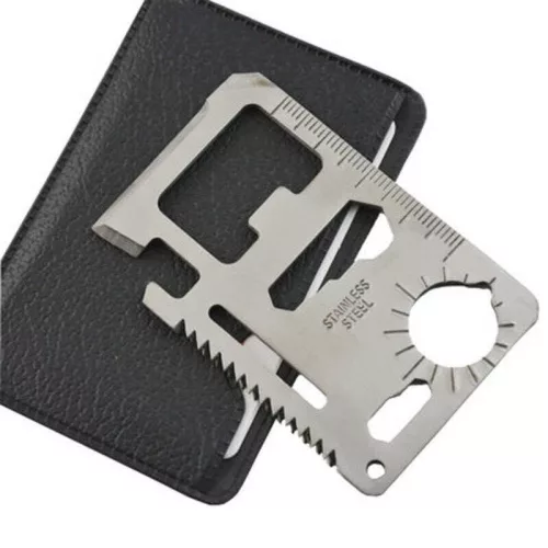 Card multifunctional de supravietuire 11 in 1, husa inclusa, argintiu