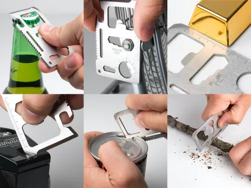 Card multifunctional de supravietuire 11 in 1, husa inclusa, argintiu