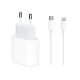 Set incarcator casa USB-C 20W Fast Charger si cablu USB-C Lightning pentru iPad/iPhone seria 11/12/13, alb