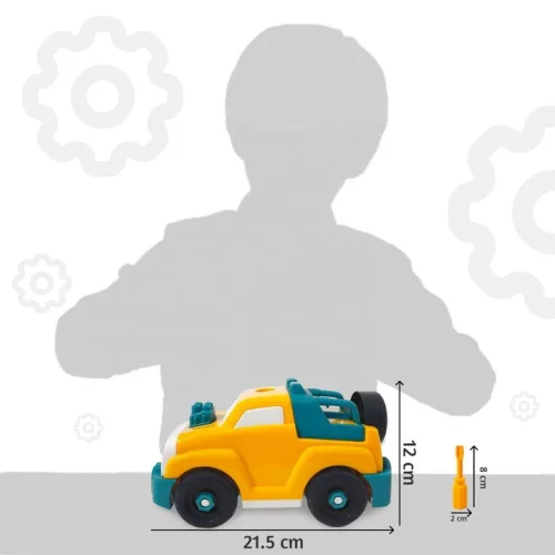 Jucarie masinuta SUV demontabila Echipa Istetilor, cheie si surubelnita inclusa, 21.5 x 12 x 10.5 cm