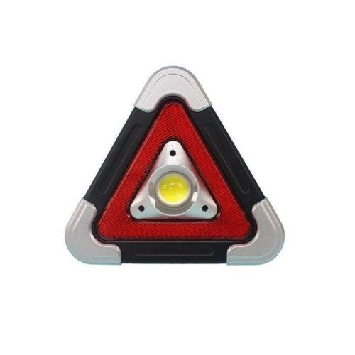 Triunghi semnalizare  si lampa lucru WH-6609, led COB, incarcare solara, negru/argintiu