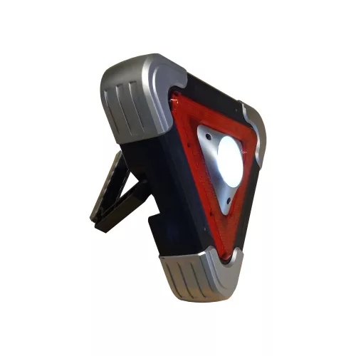Triunghi semnalizare  si lampa lucru WH-6609, led COB, incarcare solara, negru/argintiu
