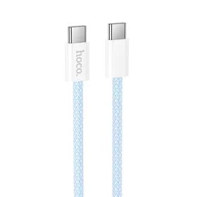   Cablu de date si incarcare Hoco X105, Type-C to Type-C, PD60W, QC3.0, 3A, 1 m, cablu impletit, incarcare rapida, albastru
