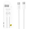 Cablu de date si incarcare Hoco X105, Type-C to Type-C, PD60W, QC3.0, 3A, 1 m, cablu impletit, incarcare rapida, alb