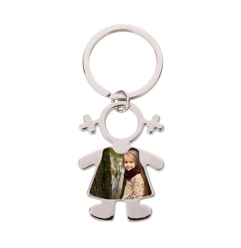 Breloc metalic personalizat cu poza ta, model fetita