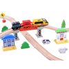 Traseu din lemn Kids Toyland, oras cu accesorii, locomotiva cu baterii, 46 de piese