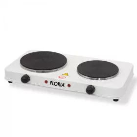   Plita electrica Floria ZLN-2843, 44 x 25 x 7 cm, 2 ochiuri, termostat reglabil, alba