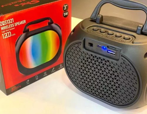 Boxa portabila ZQS-1321, Bluetooth, USB, TF, Radio FM, lumini LED RGB, neagra
