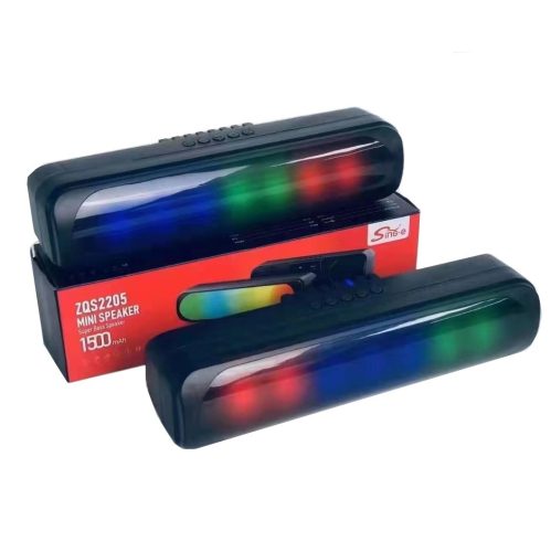 Boxa portabila ZQS-2205, Bluetooth, USB, TF, Radio FM, AUX, lumini LED RGB, neagra