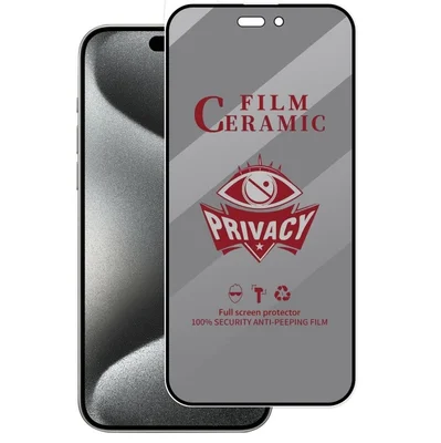 Folie de protectie Apple iPhone 14 Pro, Matte Privacy Ceramic, margini negre