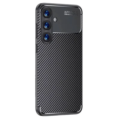 Husa Carbon Fiber pentru Samsung Galaxy S25, aspect carbon, neagra