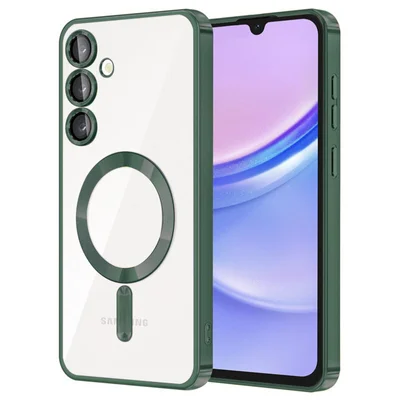 Husa Samsung Galaxy A35 5G, Electroplating Magsafe TPU, protectie camera, margini verzi
