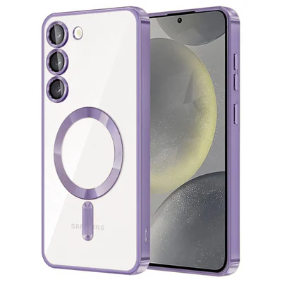Husa Samsung Galaxy A55 5G, Electroplating Magsafe TPU, protectie camera, margini mov