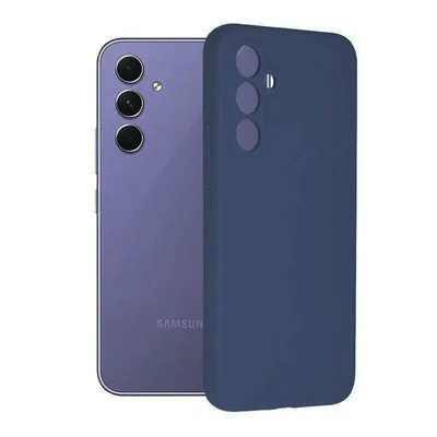 Husa Samsung Galaxy A16 5G, Luxury Silicone, protectie camera, catifea in interior, albastru inchis