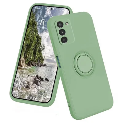 Husa Samsung Galaxy A25, Ring Silicone, inel rotativ, catifea in interior, verde maslina