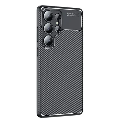 Husa Samsung Galaxy S25 Ultra, Carbon Fiber, aspect carbon, neagra