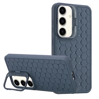 Husa Samsung Galaxy S24+ (S24 Plus), HoneyComb Bracket, functie stand, albastru inchis