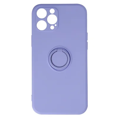 Husa Apple iPhone 16, Ring Silicone, suport sustinere rotativ, catifea in interior, mov