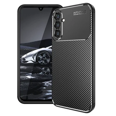 Husa Carbon Fiber pentru Samsung Galaxy A14, aspect carbon, neagra