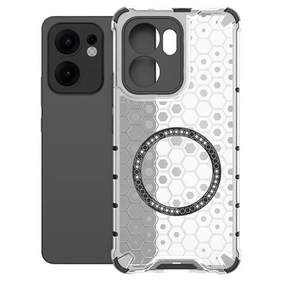 Husa protectie Oppo Reno13 F, Honeycomb Magsafe, colturi ranforsate, alb
