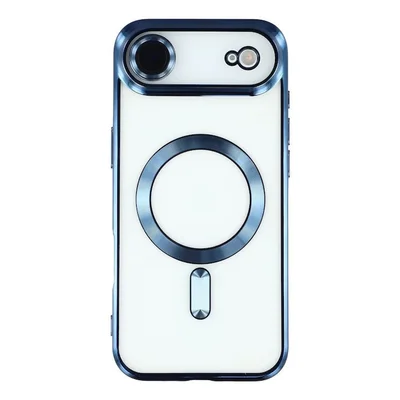 Husa Apple iPhone 17 Air, Magsafe Electroplating TPU, protectie camera, margini albastre