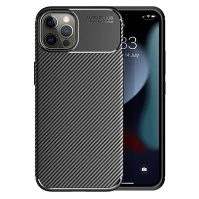 Husa Carbon Fiber pentru Apple iPhone 13 Pro Max, aspect carbon, neagra