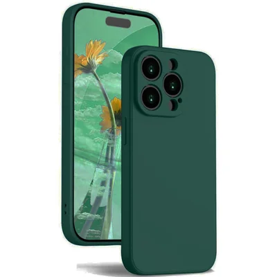 Husa Apple iPhone 13 Pro Max, Luxury Silicone, catifea in interior, protectie camere, verde inchis
