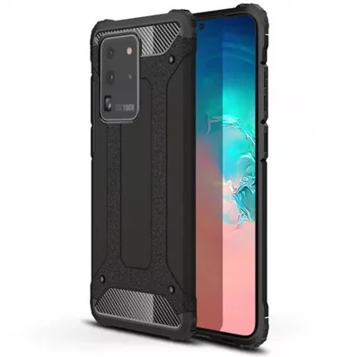 Husa protectie Samsung Galaxy S20 Ultra, Armor Case, hibrid PC + TPU, neagra