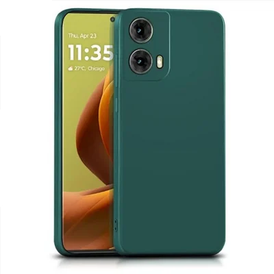 Husa Motorola Moto G85, Luxury Silicone, protectie camera, catifea in interior, verde