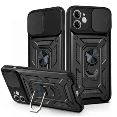 Husa Xiaomi Redmi Note 14 Pro 5G, Camshield Armor, inel sustinere, protectie camera, negru