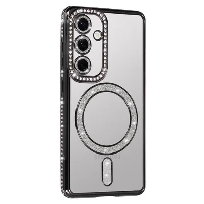 Husa Apple iPhone 17, Electroplating Bling Magsafe, protectie camera, margini negre