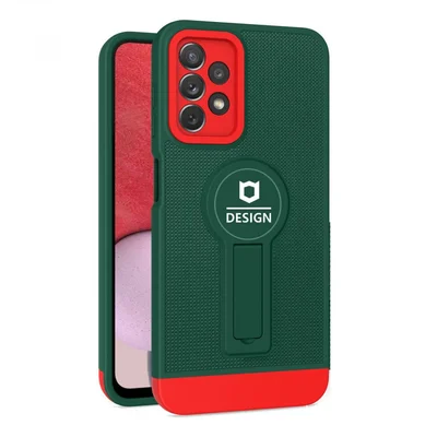 Husa Samsung Galaxy A13 4G, Armor Design, functie stand, insertie metalica pentru suport auto magnetic, verde/rosu