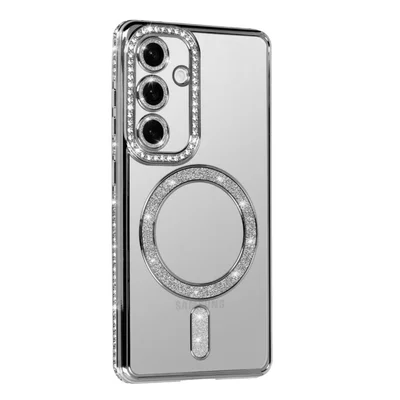 Husa Samsung Galaxy A36, Electroplating Bling Magsafe, protectie camera, argintie