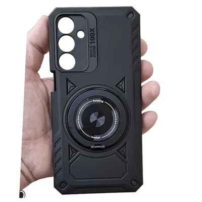 Husa Samsung Galaxy A55, Rotating Bracket, protectie camera, prindere magnetica, neagra