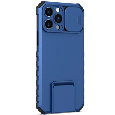 Husa Samsung Galaxy A33 5G, Defender Camshield, stand expunere, protectie camera, albastra