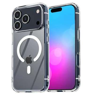 Husa protectie Apple iPhone 17 Pro Max, Magsafe, SnapOn, AntiDrop, Acryl+TPU, transparenta