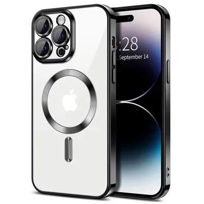 Husa Apple iPhone 11 Pro, Magsafe Electroplating TPU, protectie camera, margini negre
